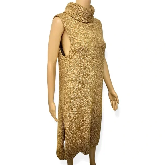 by Anthropologie Turtleneck Sleeveless High-Low Knit Sweater Dress size L - Picture 9 of 13
